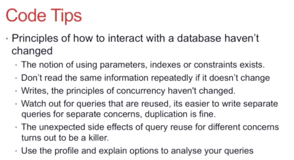 Code tips for general database interaction