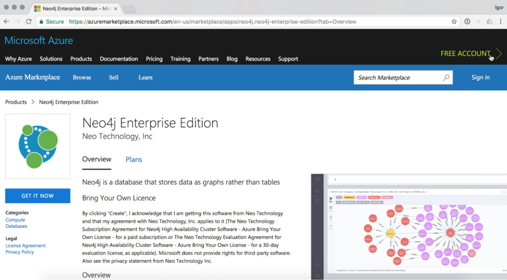 Learn more about finding Neo4j in the Microsoft Azure Marketplace & deploying it to the public cloud