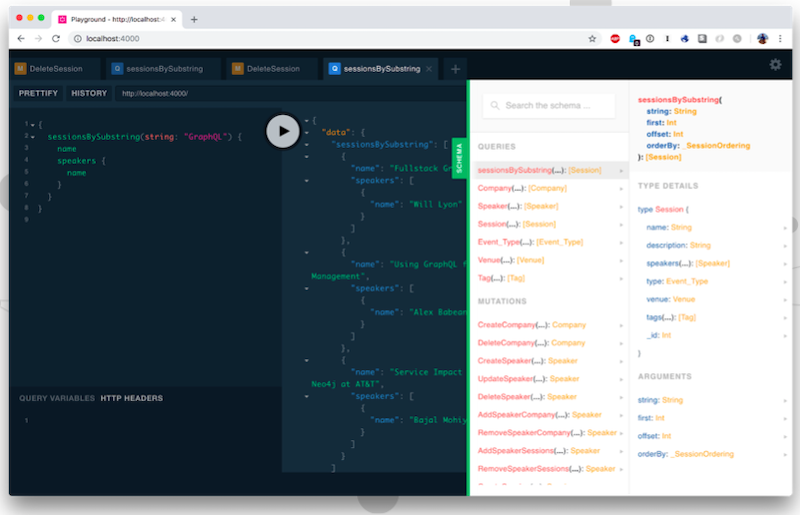 sessions by substring | Neo4j