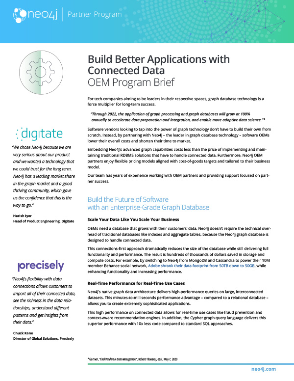 Download this data sheet with all the details about the Neo4j OEM Partner Program.