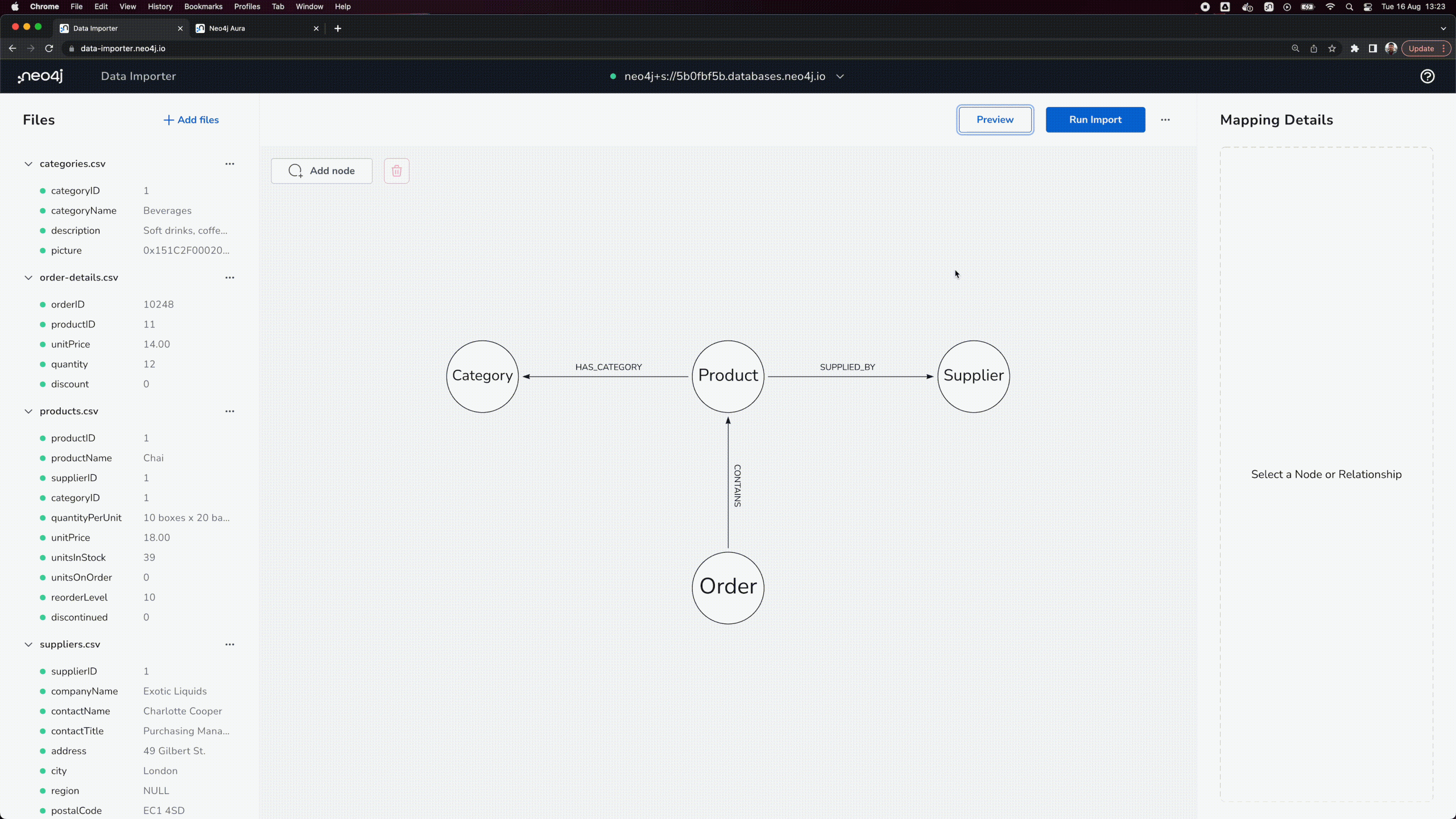 Preview complete Northwind graph data