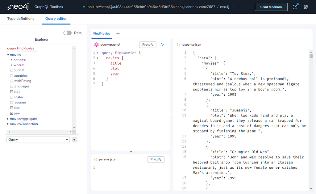 Neo4j GraphQL Toolbox User Interface