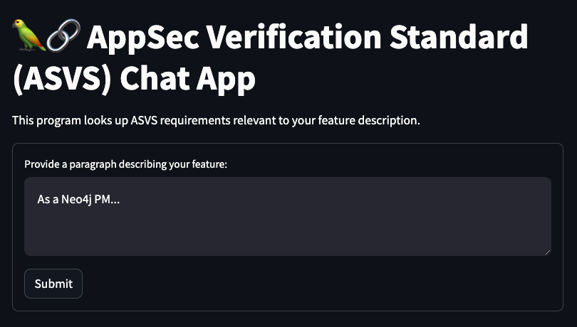 User Prompt in ASVS Chat.