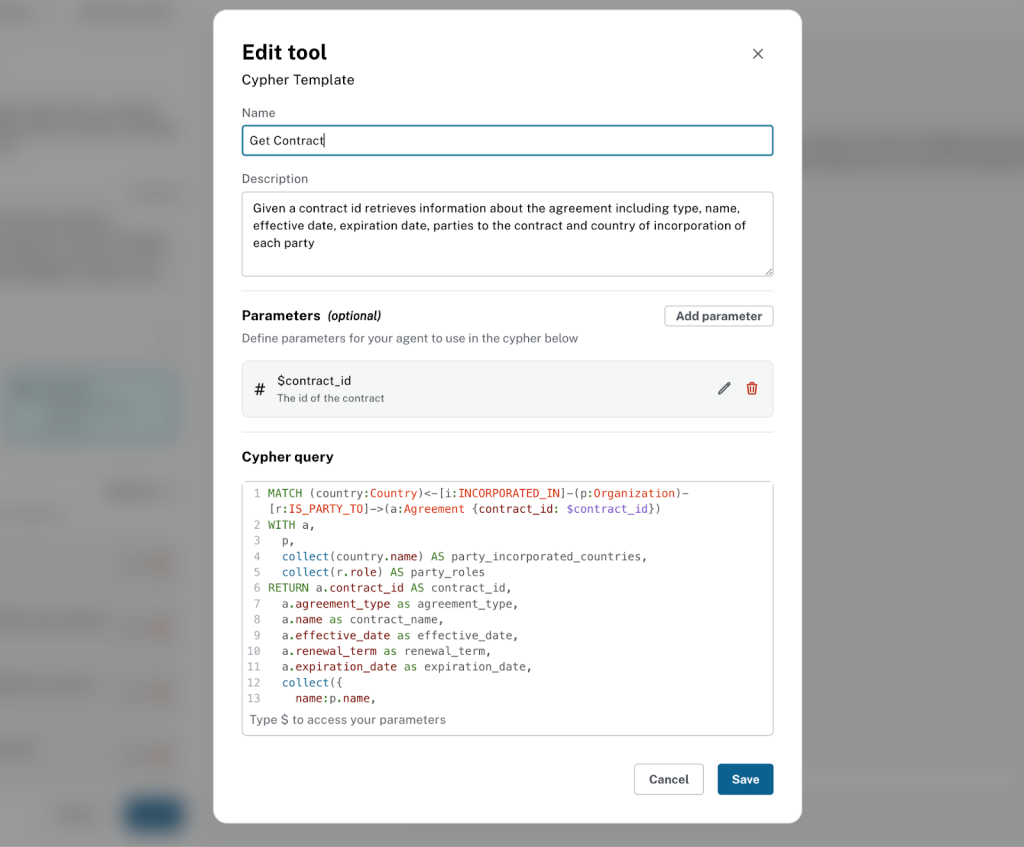 Instructions for creating a contract details tool on the agent configuration screen