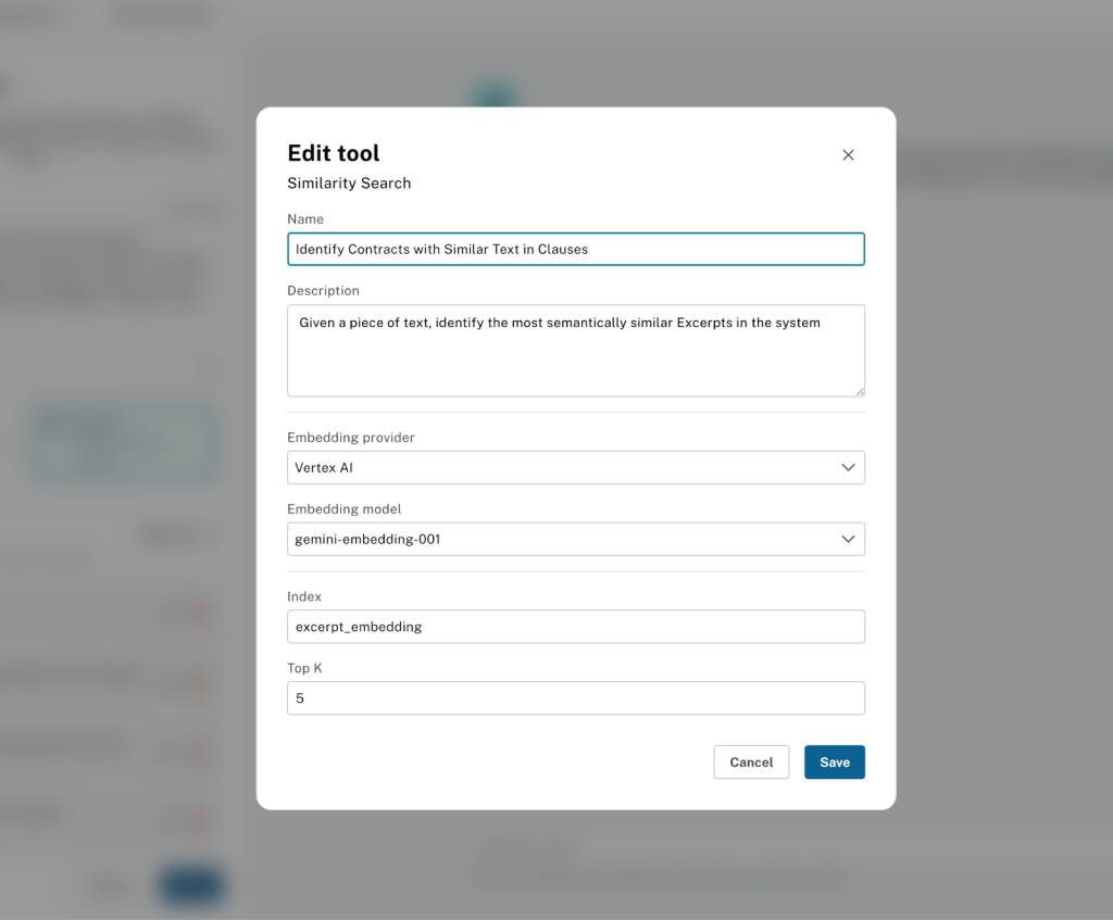 Instructions for creating tool that enables search for similar clause excerpt text