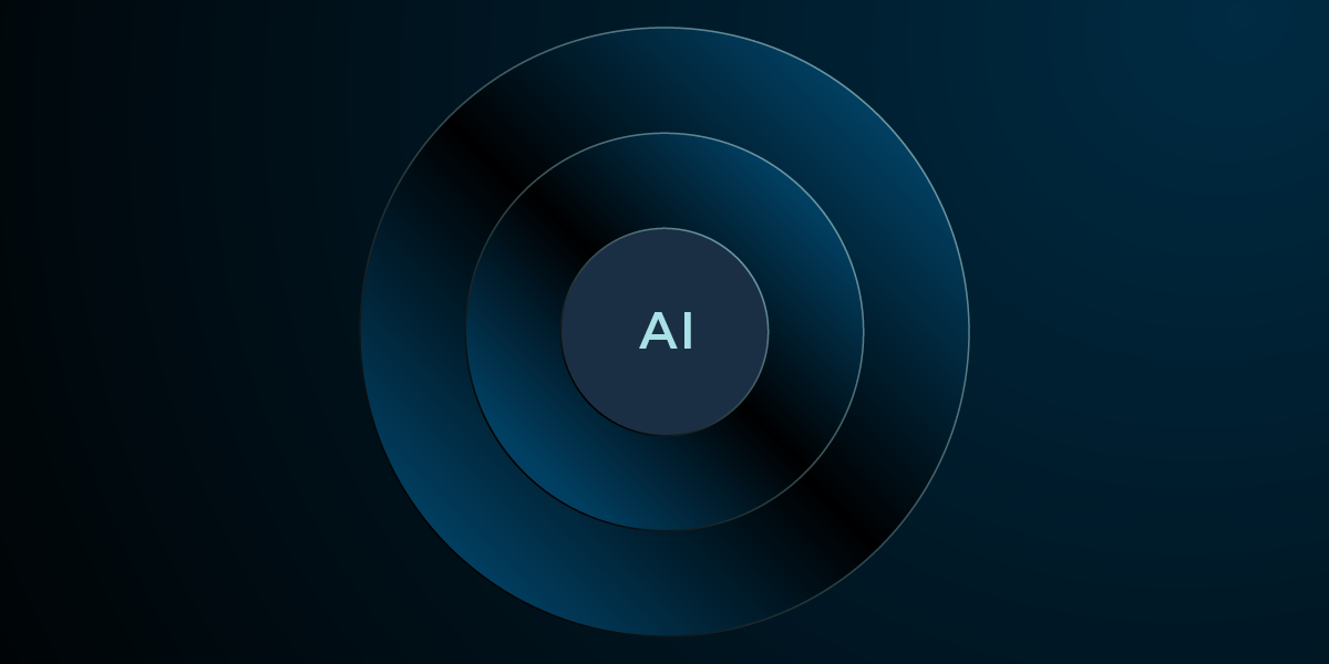 Illustration of AI at the center of the bullseye
