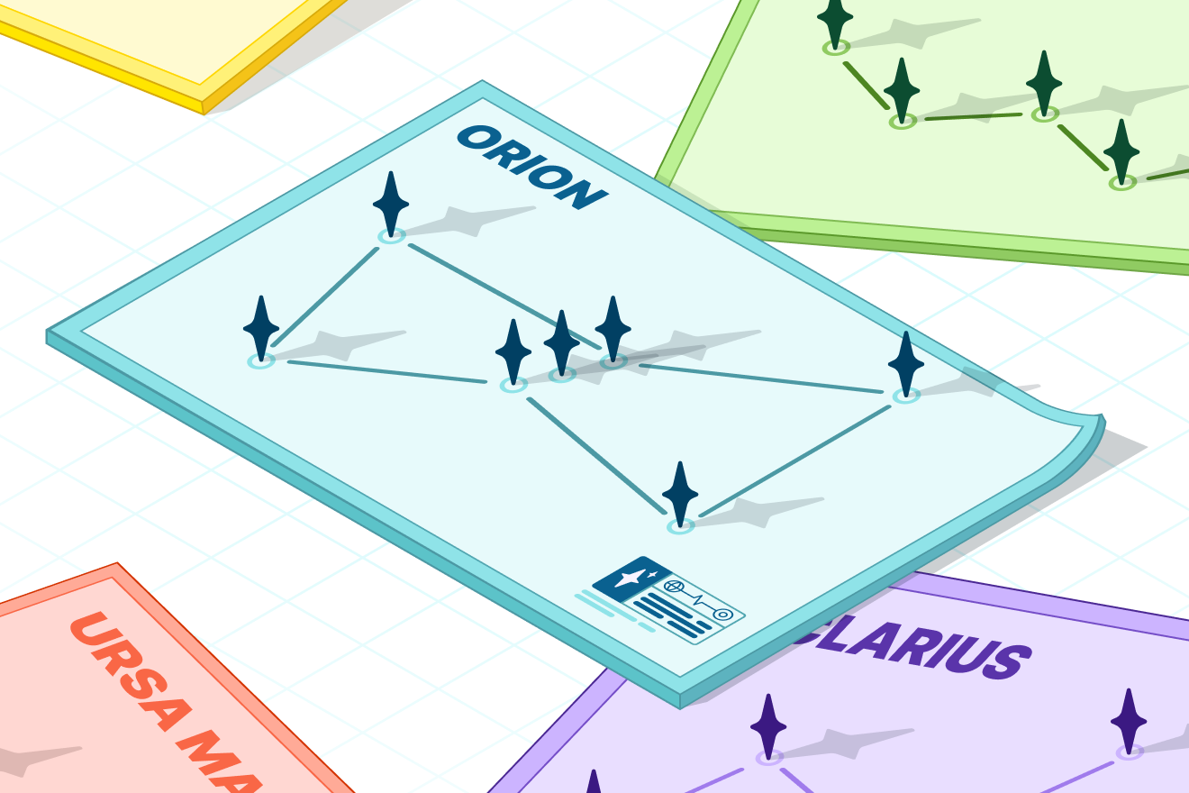 A constellation of Orion represented as a graph with nodes and relationships.