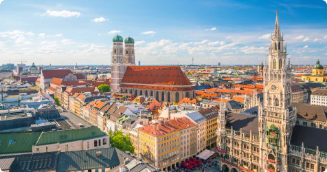 Munich skyline with Marienplatz town hall.