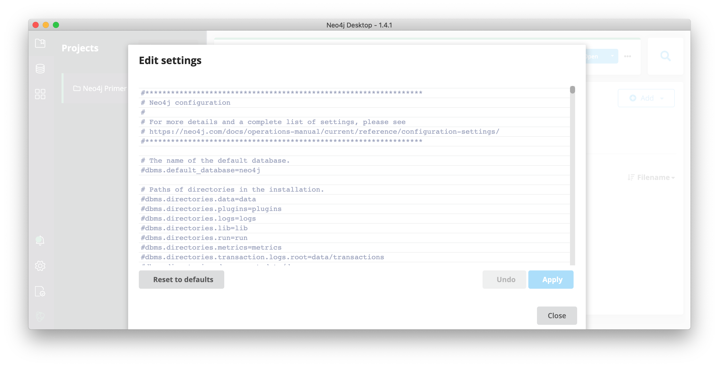 generic edit DBMS settings