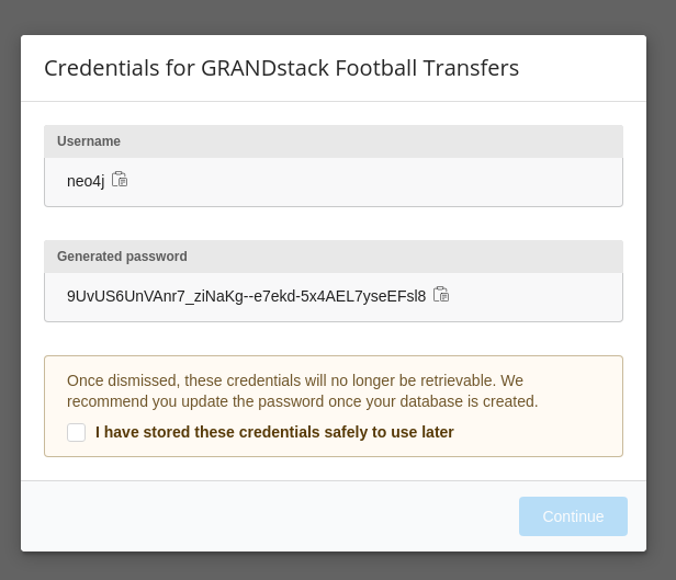 grandstack database password